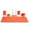 Настольный набор Бизнес, 6 предметов, кожа Сuoietto, цвет оранжевый фото 1