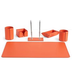 Настольный набор Бизнес, 6 предметов, кожа Cuoietto, цвет оранжевый фото 1