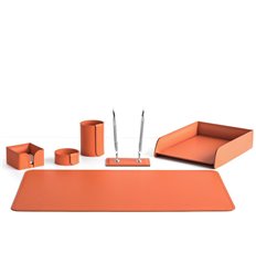 Настольный набор Бизнес, 6 предметов, кожа Сuoietto, цвет оранжевый