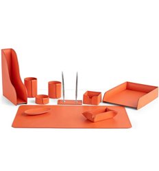 Настольный набор Бизнес, 10 предметов, кожа Cuoietto, цвет оранжевый фото 1