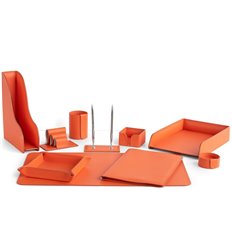 Настольный набор Бизнес, 10 предметов, кожа Cuoietto, цвет оранжевый фото 1