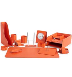 Настольный набор Бизнес, 16 предметов, кожа Cuoietto, цвет оранжевый фото 1