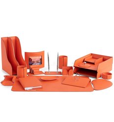 Настольный набор Бизнес, 19 предметов, кожа Сuoietto, цвет оранжевый