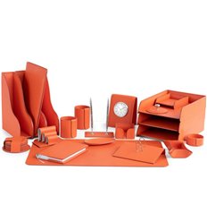 Настольный набор Бизнес, 22 предмета, кожа Cuoietto, цвет оранжевый