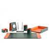Настольный набор Бизнес, 7 предметов, кожа Сuoietto, цвет зеленый/оранжевый фото 1