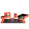 Настольный набор Бизнес, 7 предметов, кожа Сuoietto, цвет оранжевый/шоколад фото 1