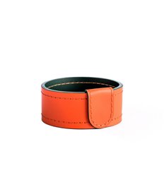 Стакан канцелярский Н4 см, кожа Cuoietto оранжевый/зеленый фото 1