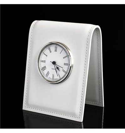 Часы настольные с циферблатом D85, кожа Cuoietto белый