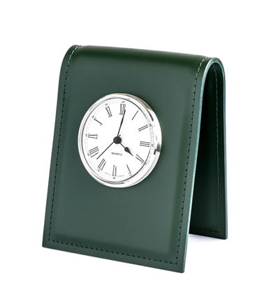 Часы настольные с циферблатом D85, кожа Cuoietto зеленый