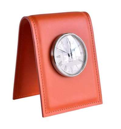 Часы настольные с циферблатом D85, кожа Cuoietto оранжевый
