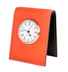 Часы настольные с циферблатом D85, кожа Cuoietto оранжевый/шоколад фото 1