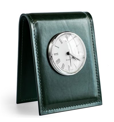 Часы настольные с циферблатом D85, кожа Full Grain Green/Сuoietto зеленый