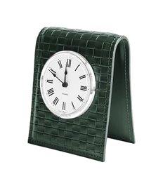 Часы настольные с циферблатом D103, кожа Cuoietto Treccia/зеленый