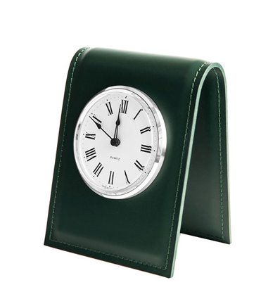 Часы настольные с циферблатом D103, кожа Cuoietto зеленый