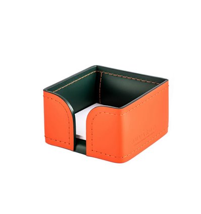 Лоток для блока бумаги, кожа Cuoietto оранжевый/зеленый