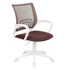 Офисное кресло BRABIX Fly MG-396W, пластик белый, сетка/ткань, коричневое фото 1