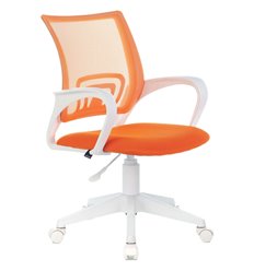 Кресло для оператора BRABIX Fly MG-396W, пластик белый, сетка/ткань, оранжевое фото 1