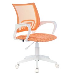 Детское компьютерное кресло BRABIX Fly MG-396W, пластик белый, сетка/ткань, оранжевое с рисунком Giraffe фото 1
