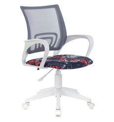 Кресло для оператора BRABIX Fly MG-396W, пластик белый, сетка/ткань, серое с рисунком Graffity фото 1