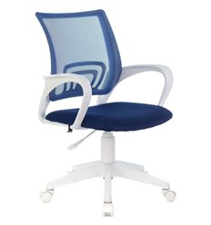 Кресло для оператора BRABIX Fly MG-396W, пластик белый, сетка/ткань, темно-синее фото 1