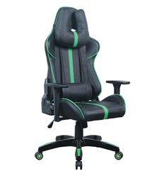 Геймерское кресло BRABIX GT Carbon GM-120, две подушки, экокожа, черное/зеленое фото 1