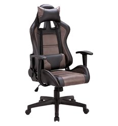 Кресло для руководителя BRABIX GT Racer GM-100, две подушки, ткань/экокожа, черное/коричневое фото 1