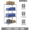 Стеллаж металлический BRABIX MS KD-185/60-4, 1850х1000х600 мм, 4 полки, компактная упаковка фото 1