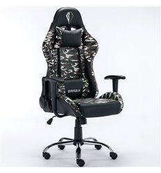 Ортопедическое кресло руководителя BRABIX Military GM-140, две подушки, экокожа, черное с рисунком милитари фото 1
