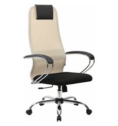 Офисное кресло BRABIX Premium Ultimate EX-800 хром, плотная двойная сетка Х2, черное/бежевое фото 1