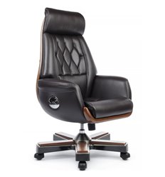 Офисное кресло RV DESIGN Byron YS1505A коричневый, натуральная кожа, дерево фото 1