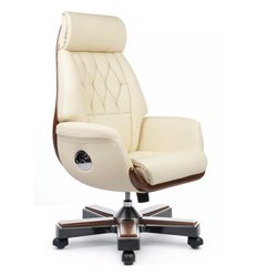 Офисное кресло RV DESIGN Byron YS1505A кремовый, натуральная кожа, дерево фото 1