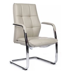 Кресло для посетителя RV DESIGN Classic C2116 светло-серый, кожа фото 1
