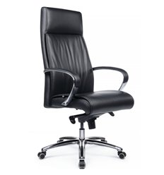 Кресло для руководителя RV DESIGN Gaston 9164 черный, алюминий, кожа фото 1