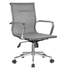 Офисное кресло Riva Chair Hugo 6001-2 S серое, хром, сетка фото 1