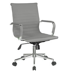 Офисное кресло Riva Chair Hugo 6002-2 S серое, хром, экокожа фото 1