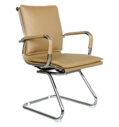 Офисное кресло Riva Chair Hugo 6003-3 кэмел, хром, экокожа фото 1