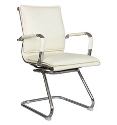 Кресло для посетителя Riva Chair Hugo 6003-3 светло-бежевый, хром, экокожа фото 1
