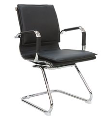 Кресло для посетителя Riva Chair Hugo 6003-3 черный, хром, экокожа фото 1