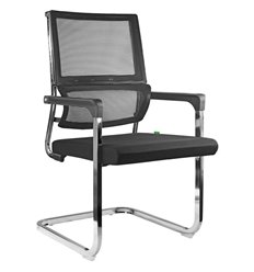 Стул со спинкой Riva Chair lone D201 черное, хром, спинка сетка фото 1