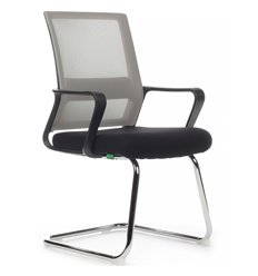 Кресло для посетителя Riva Chair Mint 1029CB серый/черный, сетка/ткань, хром фото 1