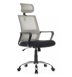 Офисное кресло Riva Chair Mint 1029HB серый/черный, сетка/ткань, хром фото 1