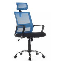 Офисное кресло Riva Chair Mint 1029HB синий/черный, сетка/ткань, хром фото 1