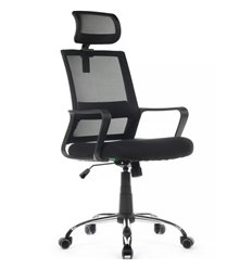 Офисное кресло Riva Chair Mint 1029HB черный, сетка/ткань, хром фото 1
