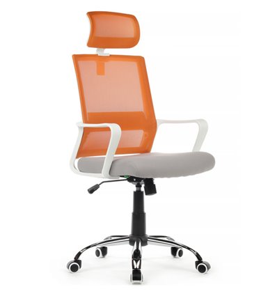 Riva Chair Mint 1029HW оранжевый/серый, сетка/ткань, белый пластик, хром