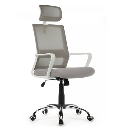 Riva Chair Mint 1029HW серый, сетка/ткань, белый пластик, хром