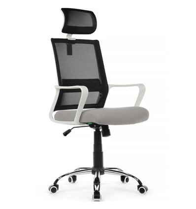 Riva Chair Mint 1029HW черный/серый, сетка/ткань, белый пластик, хром