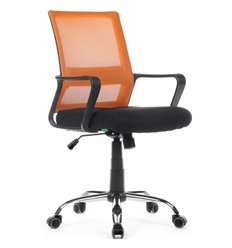 Кресло для оператора Riva Chair Mint 1029MB оранжевый/черный, сетка/ткань, хром фото 1