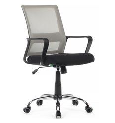 Кресло для оператора Riva Chair Mint 1029MB серый/черный, сетка/ткань, хром фото 1