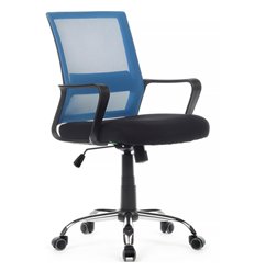 Кресло для оператора Riva Chair Mint 1029MB синий/черный, сетка/ткань, хром фото 1