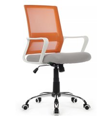 Кресло для оператора Riva Chair Mint 1029MW оранжевый/серый, сетка/ткань, белый пластик, хром фото 1